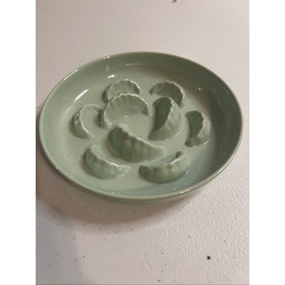 Dog plate for fast eaters mint green small 6”